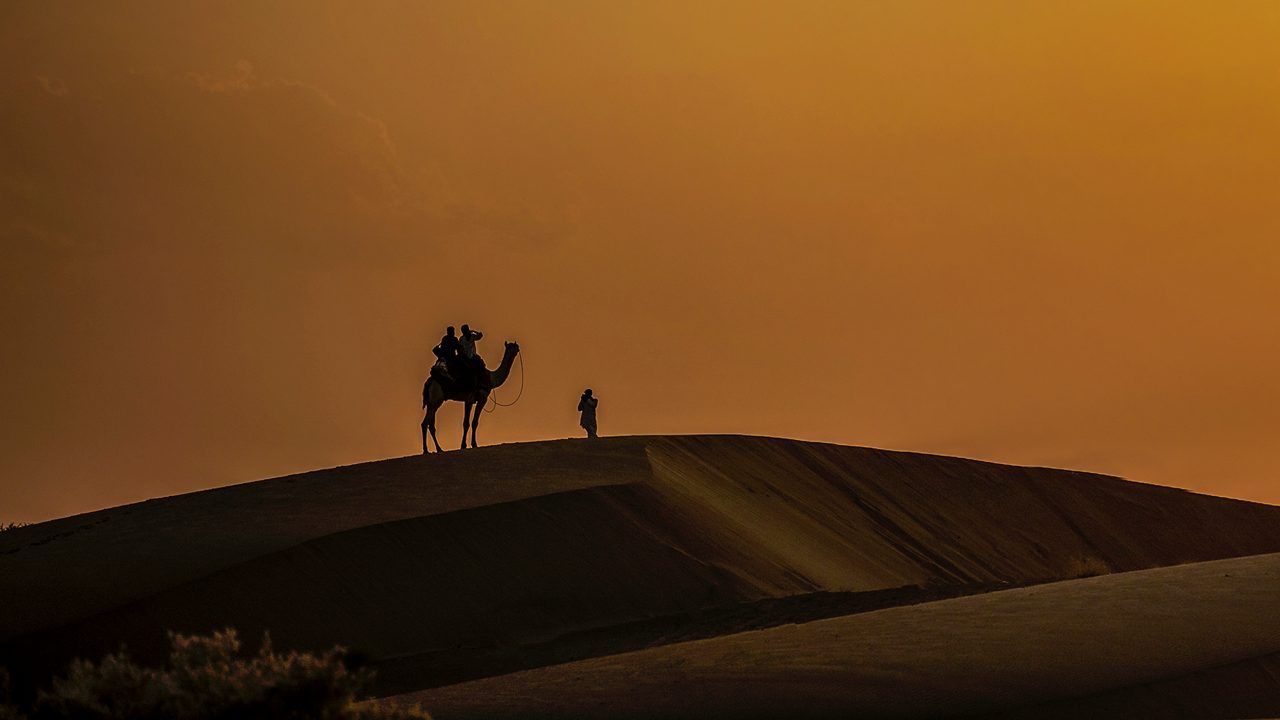 Sam Sand Dunes near Jaisalmer at sunset